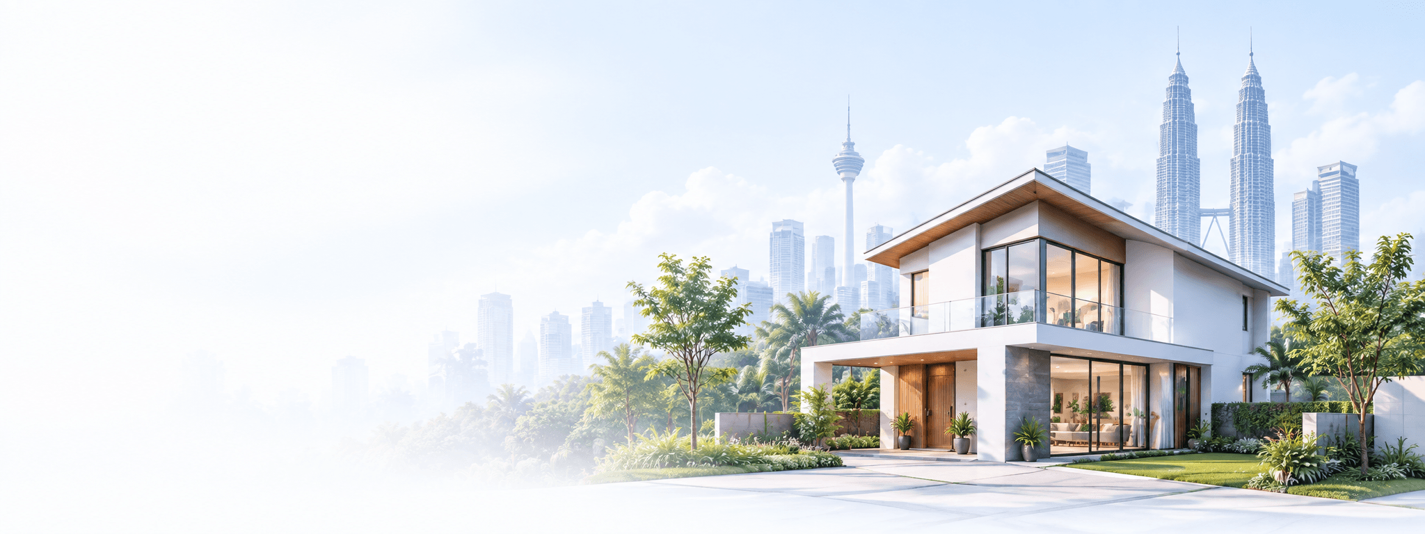 Modern Malaysian home with the Kuala Lumpur skyline in the distance
