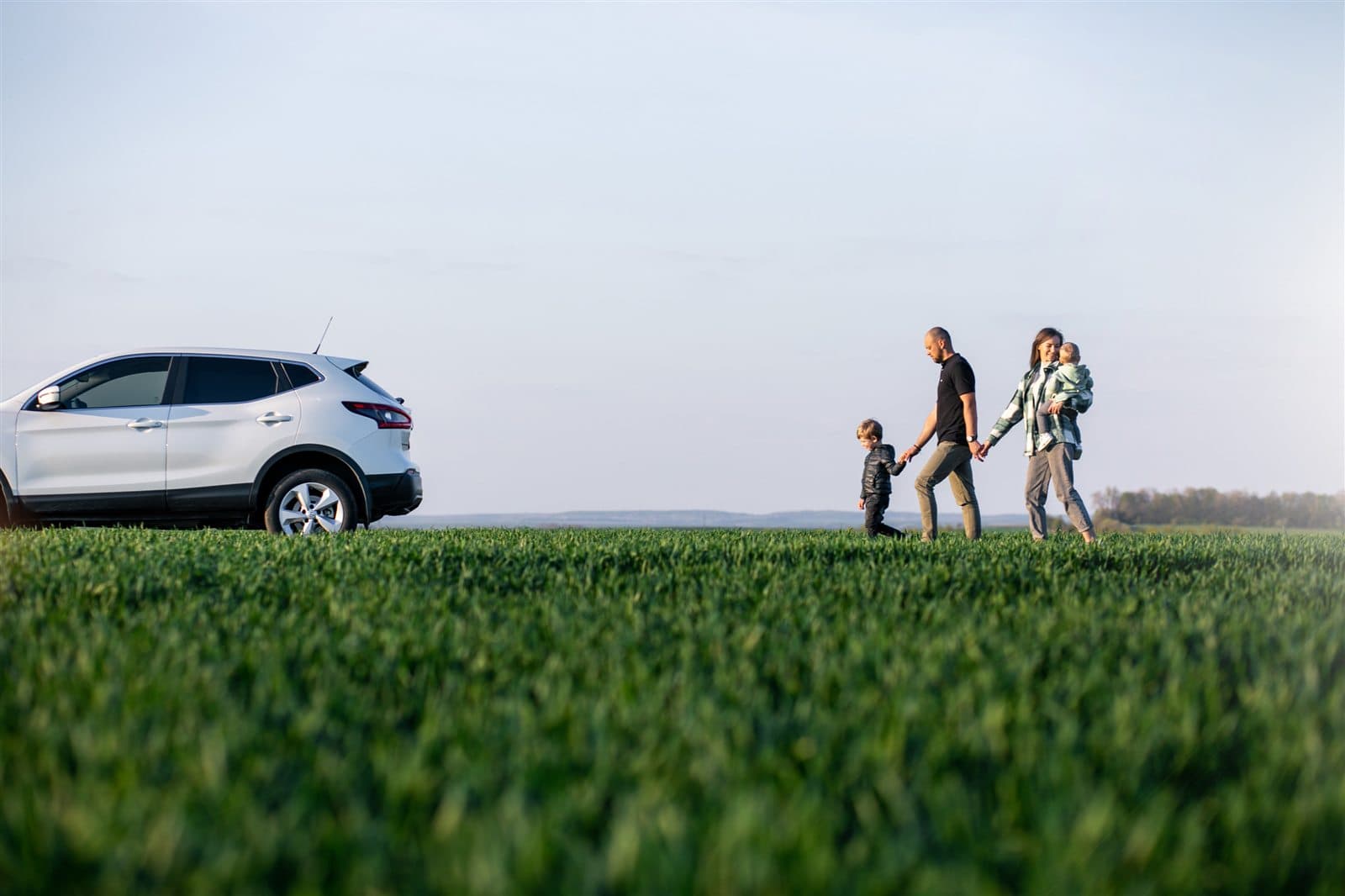 A family travelling by car in Malaysia